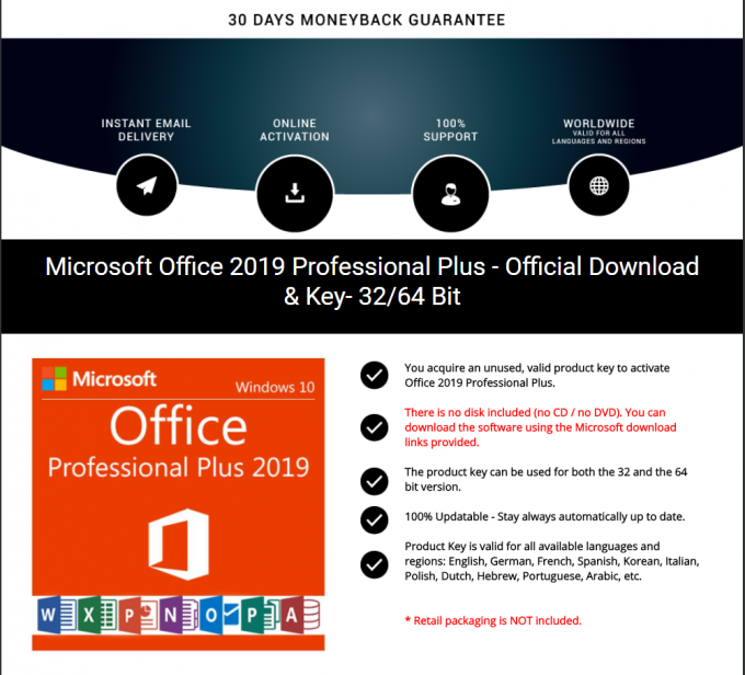 Microsoft Office dominante original 2019 favorable más llave con el profesional del paquete 2019 de la caja del DVD más